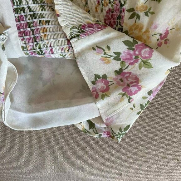 ✨ SALE  Reformation Marin Top Sz6 Posy Cream Blush Floral French Blouse - Picture 8 of 10